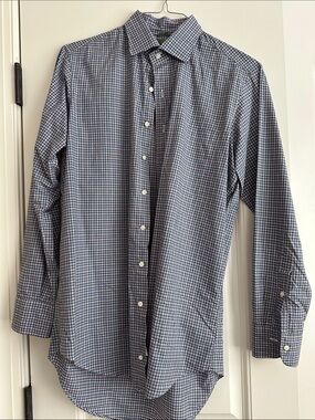 Sid Mashburn Navy and White Micro-Check Dress Shirt
